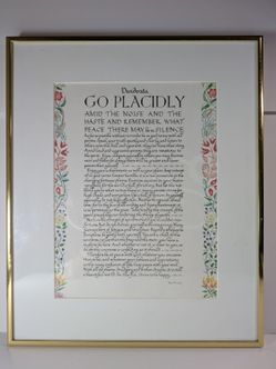 Desiderata “Go Placidly” framed wall art by Max Ehrmann