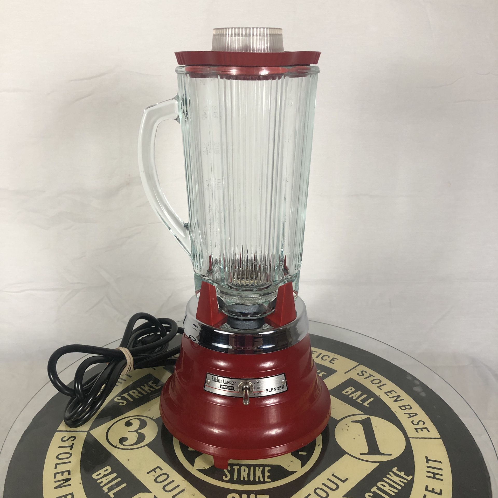 Waring Vintage Blender 37BL35 Clover Shape Jar Pitcher Red Glass Chrome MCM 