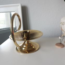 VINTAGE BRASS LARGE CANDLE HOLDER 