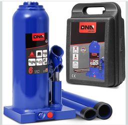 6 Tons Hydraulic Car Bottle Jack, Blue, 12000 lbs Capacity Automotive Welded Bottle Jack