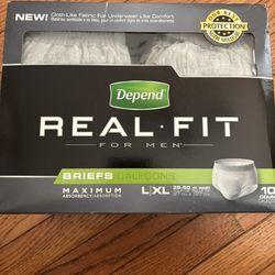 NEW BOX MENS DEPENDS  Size L/XL