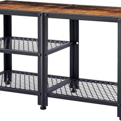 3-Tier Shoe Bench, Shoe Rack Shoe Organizer, 29" Wooden Shoe Bench for Front Door, Storage Entry Bench with Mesh Shelves Wood Seat, Hold Boot