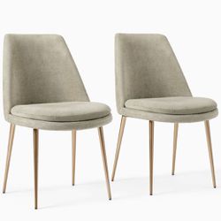 West Elm Dining Chairs - Set Of 4 Finley Low Back Dune Distressed Velvet