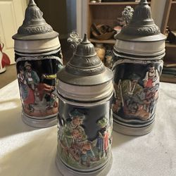 Set Of 3 German Steins 