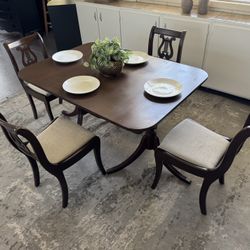 Brown Solid Wood Table & 4 Chairs Set $245