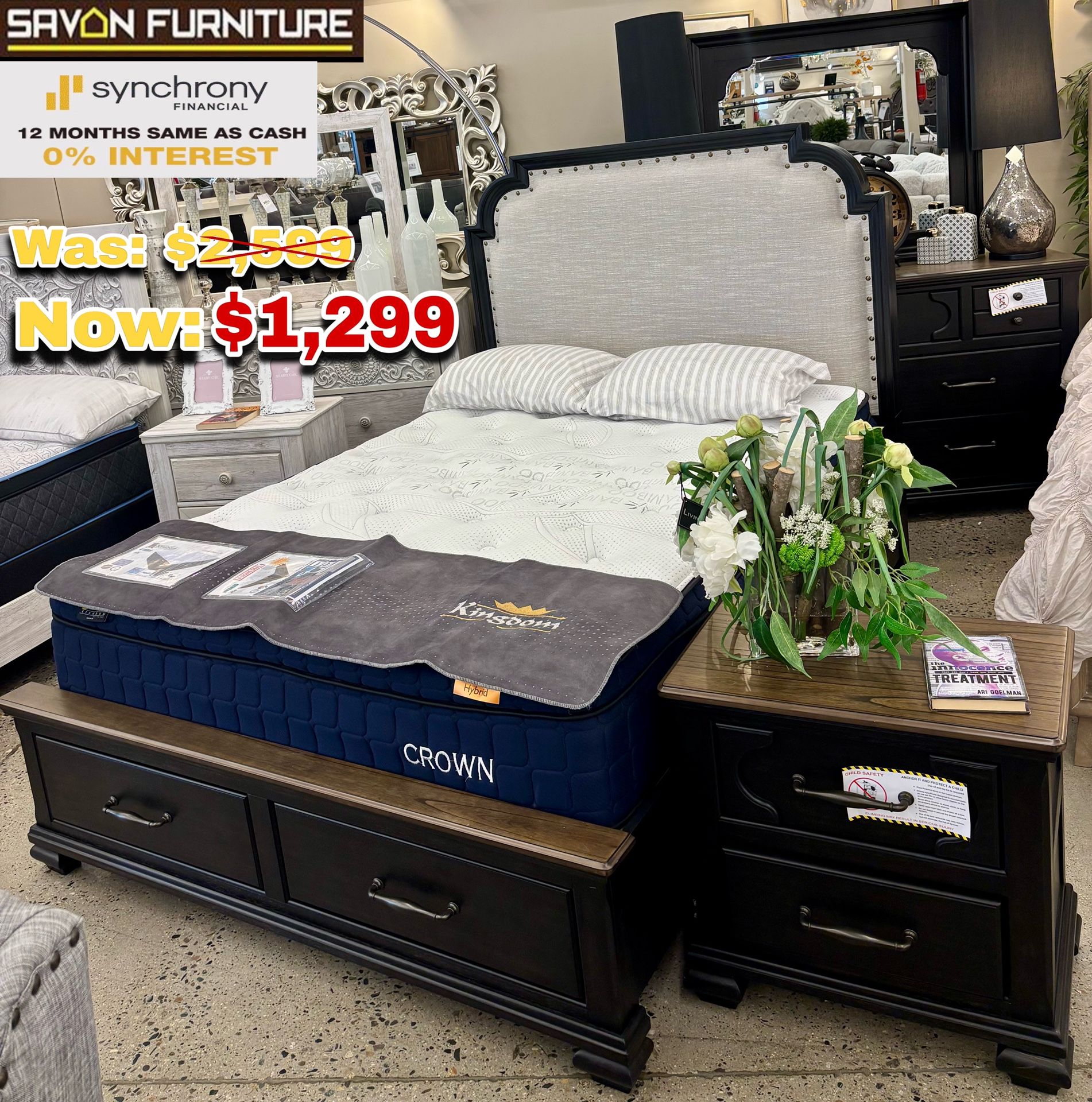 Queen Bedframe, Dresser, Mirror And Nightstand