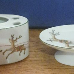 Christmas  Ceramic  Toothbrush  Holder & Soap Dish