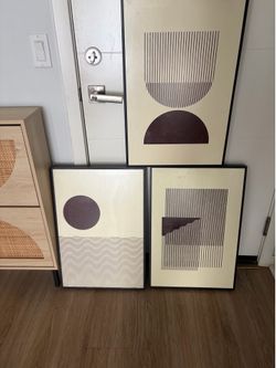 Modern Minimalist Framed Wall Art – Set of 3