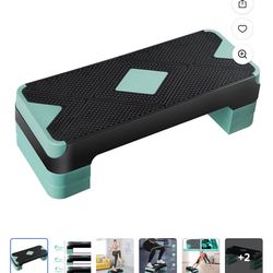 ZENY 26.5" Aerobic Step Platform Adjustable Exercise Workout Stepper w/4 Risers, Green