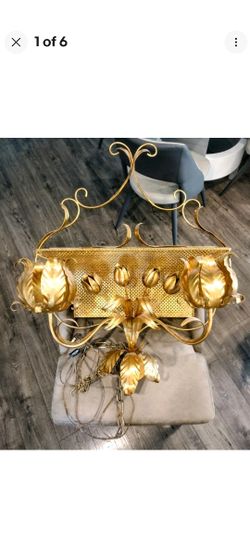 vintage 1970's gold gilt wall mounted Light planter Box