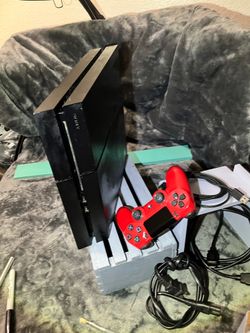 Sony PlayStation 4 500GB Console (CUH-1215A) + Red Controller & Cables - Tested