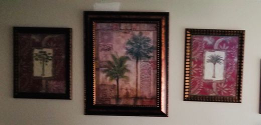 3  piece wood framed wall art