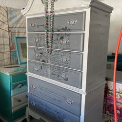  Pretty  Grey Tall Dresser 