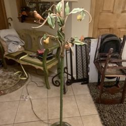 Antique Iron Lamp Of Lemon Tree, With Birds, Colorful And Unique For Any Sewing Room Or Bedroom