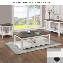 3 PC LIVING ROOM TABLE SET. TWO TONE