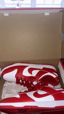 Red and White Nike Dunks Size 10