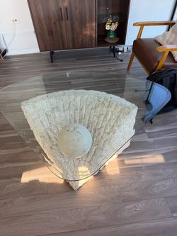 Stone Base Glass Top Coffee Table