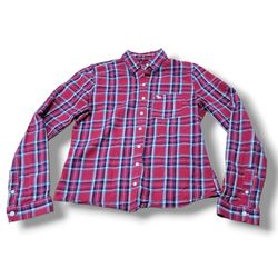 Abercrombie & Fitch Top Size Medium M Long Sleeve Button Down Shirt Casual Plaid Shirt Women's Top Measurements In Description 