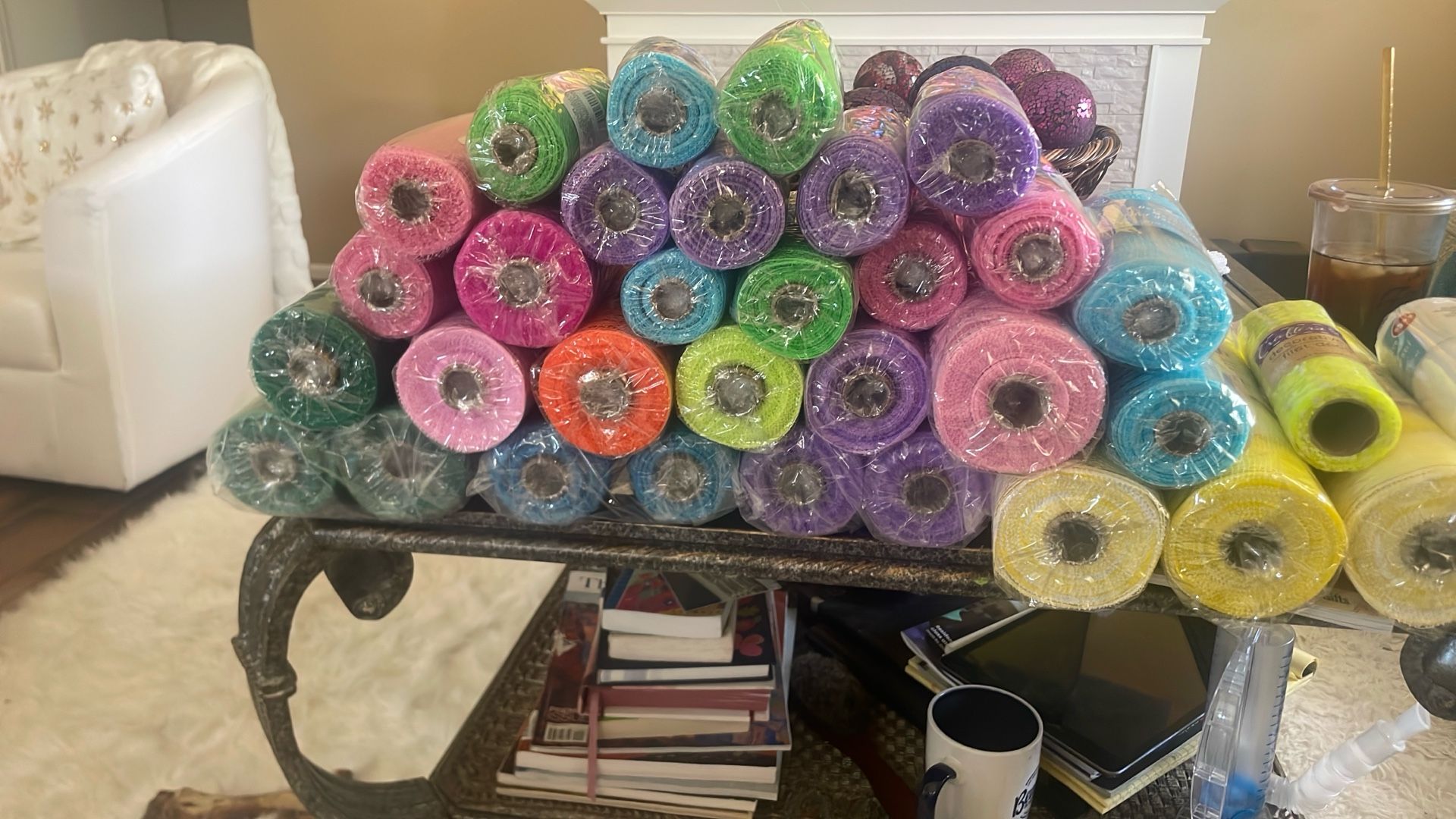 12 Rolls Amazon 6” Deco Mesh 5 Rolls Amazon 10” Deco Mesh And 14 Free Rolls Dollar Store Deco Mesh And
