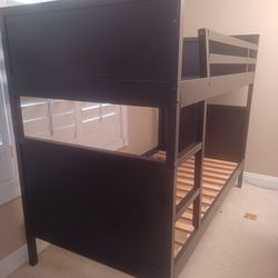Solid Wood Twin Bunk bed Frame Over Twin Bed, Separates Into 2 Beds