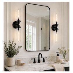 Emak 22” Black 2-pack Clear Glass Wall Light Fixture
