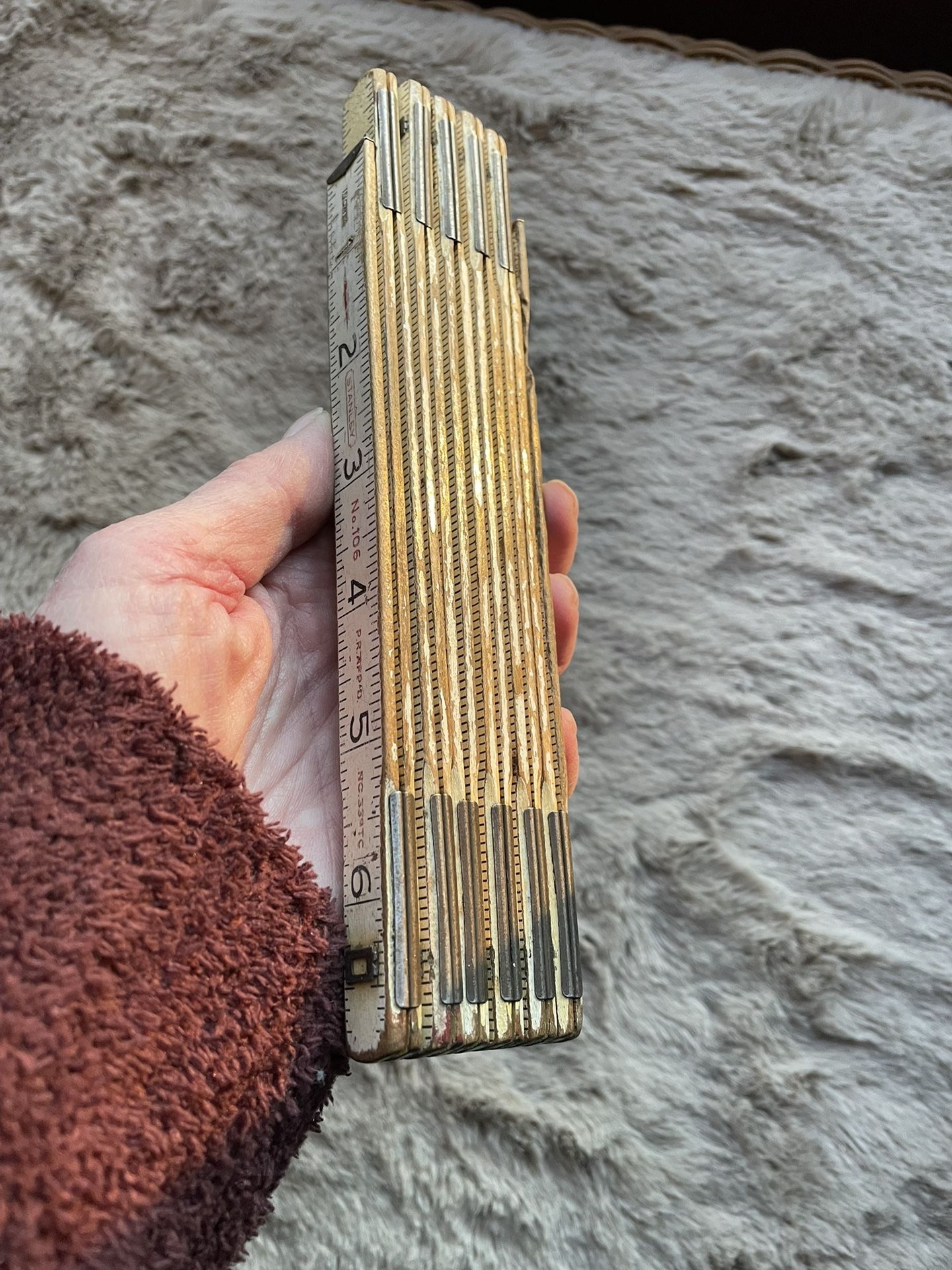 Vintage Stanley 72” No. 106f Wooden Folding Ruler Extension Rule