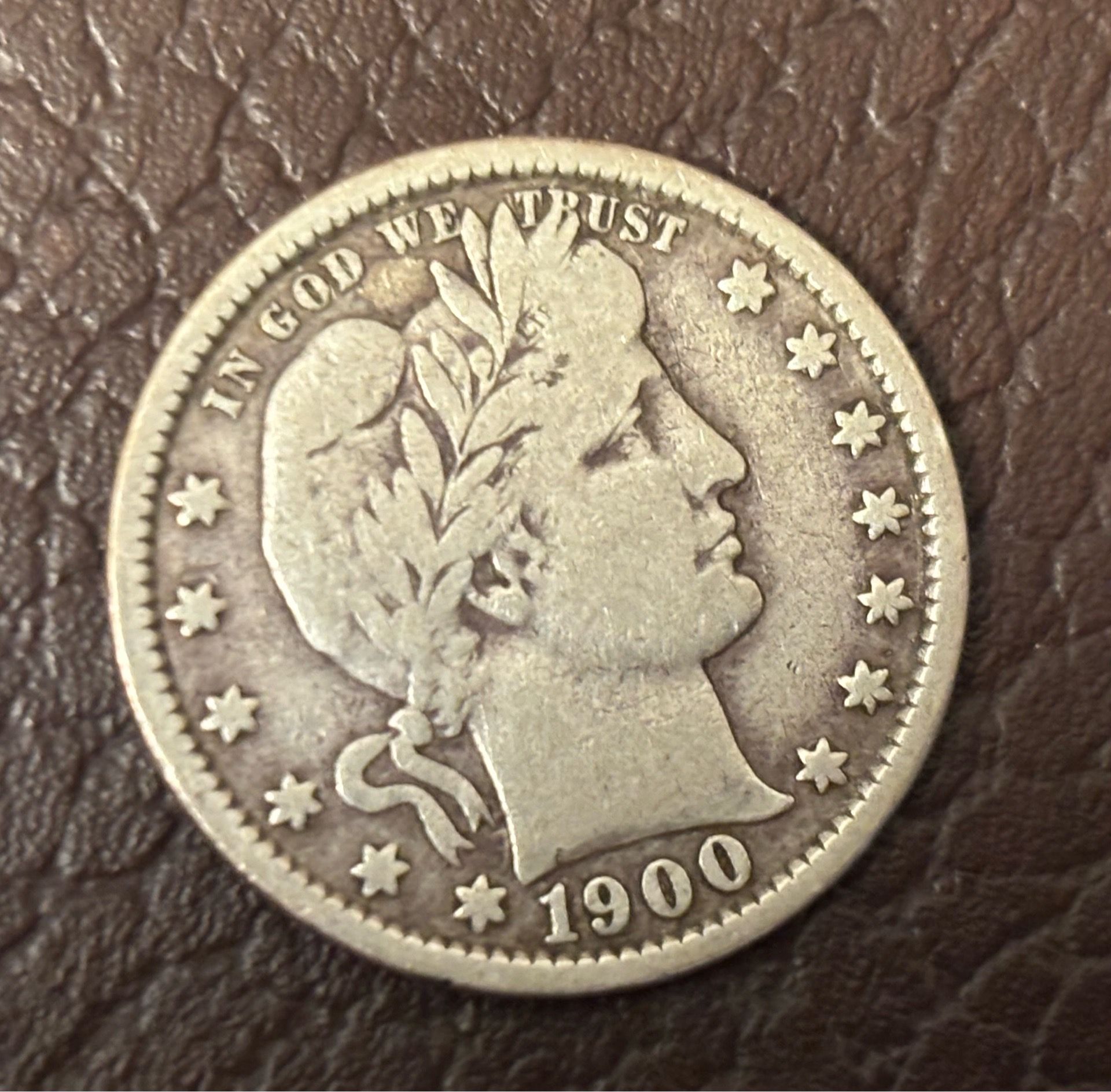 25 cents 1900. Antique coin USA