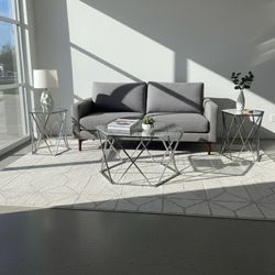 Modern Chrome Glass Table Set – Ashley Furniture (Set of 3) $100 OBO