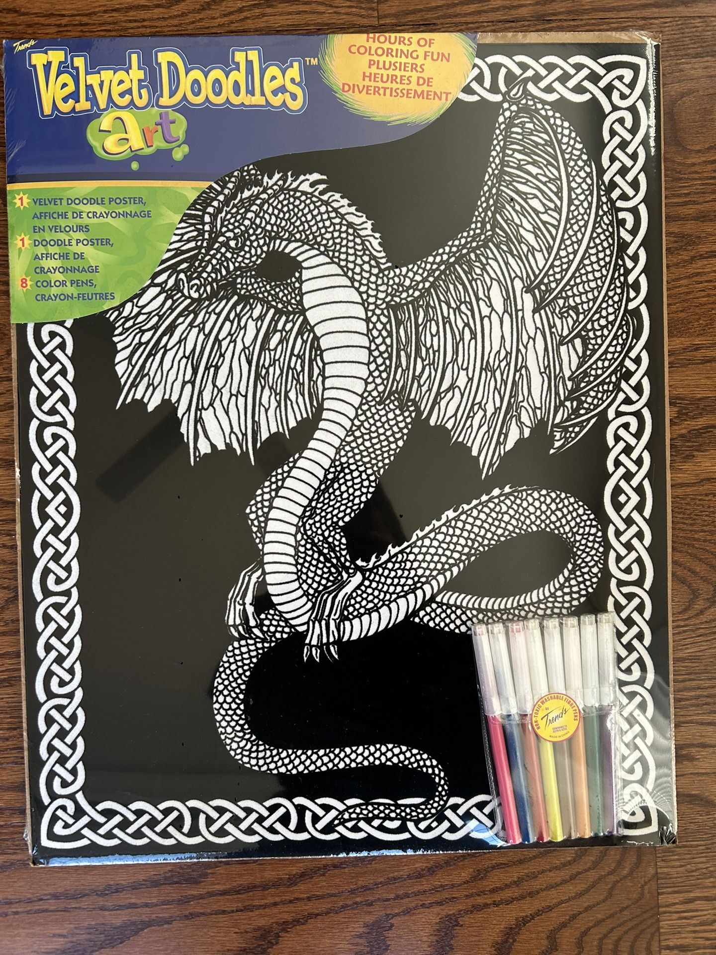 Velvet Doodles 16 X 20 Dragon Two Posters 6 Color, Pens, Vtg Sealed