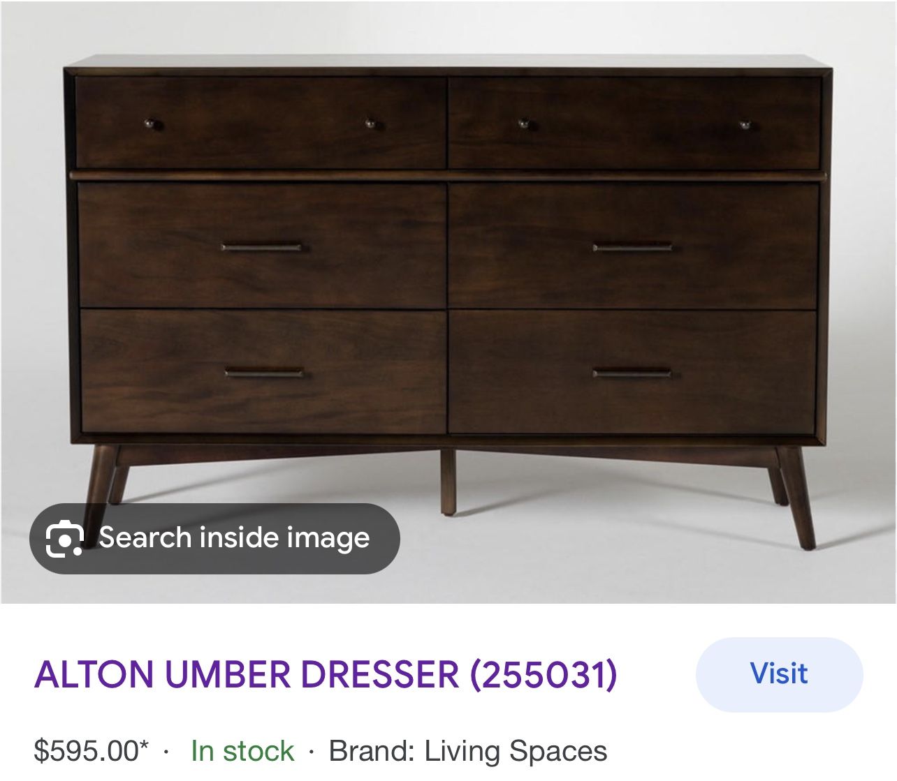 Mid Century Living Spaces Umber Dresser & Nightstand