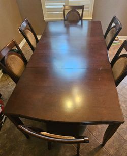 Dark Wood Dining Table with 6 Chairs
