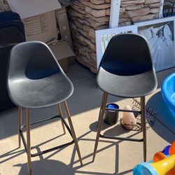 Two Black Bar Stools 