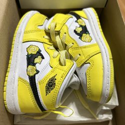 Toddler Nike Air Jordan 1 Mid Dynamic Yellow Floral 