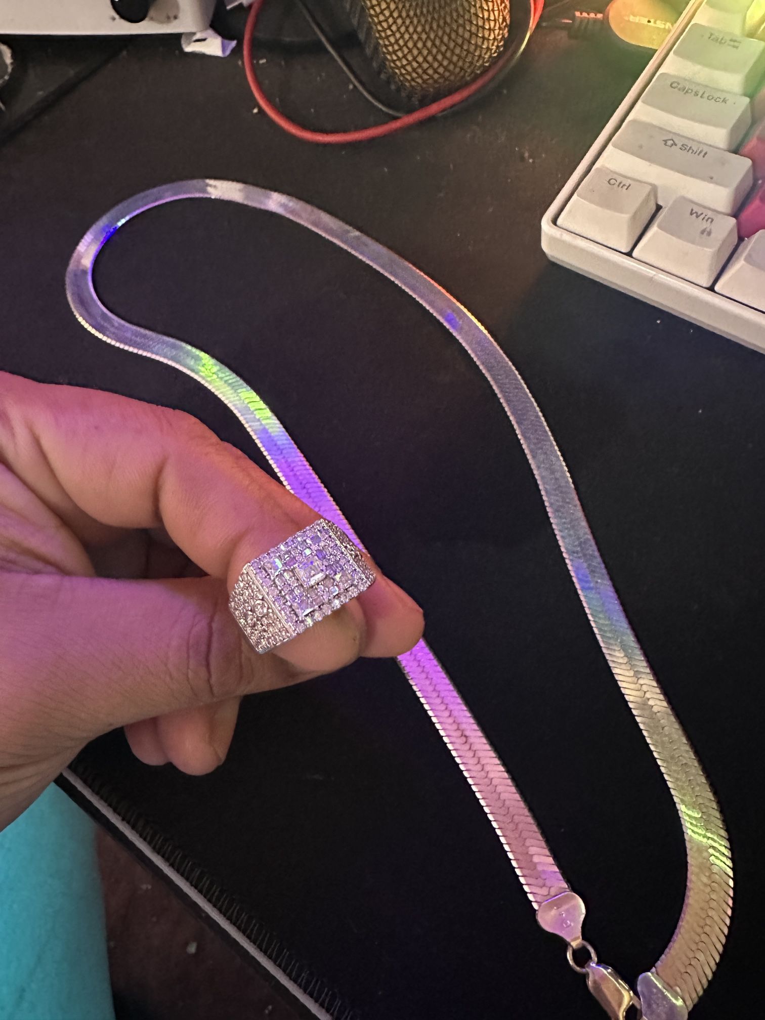 Solid 925 Italy Herringbone Necklace Silver