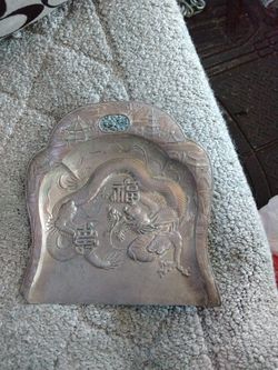 Vintage Silent Butler or Crumb Catcher Made in Japan with Exquisite Detailing Featuring Japanese Dragon Ryu or Tatsu and Cranes