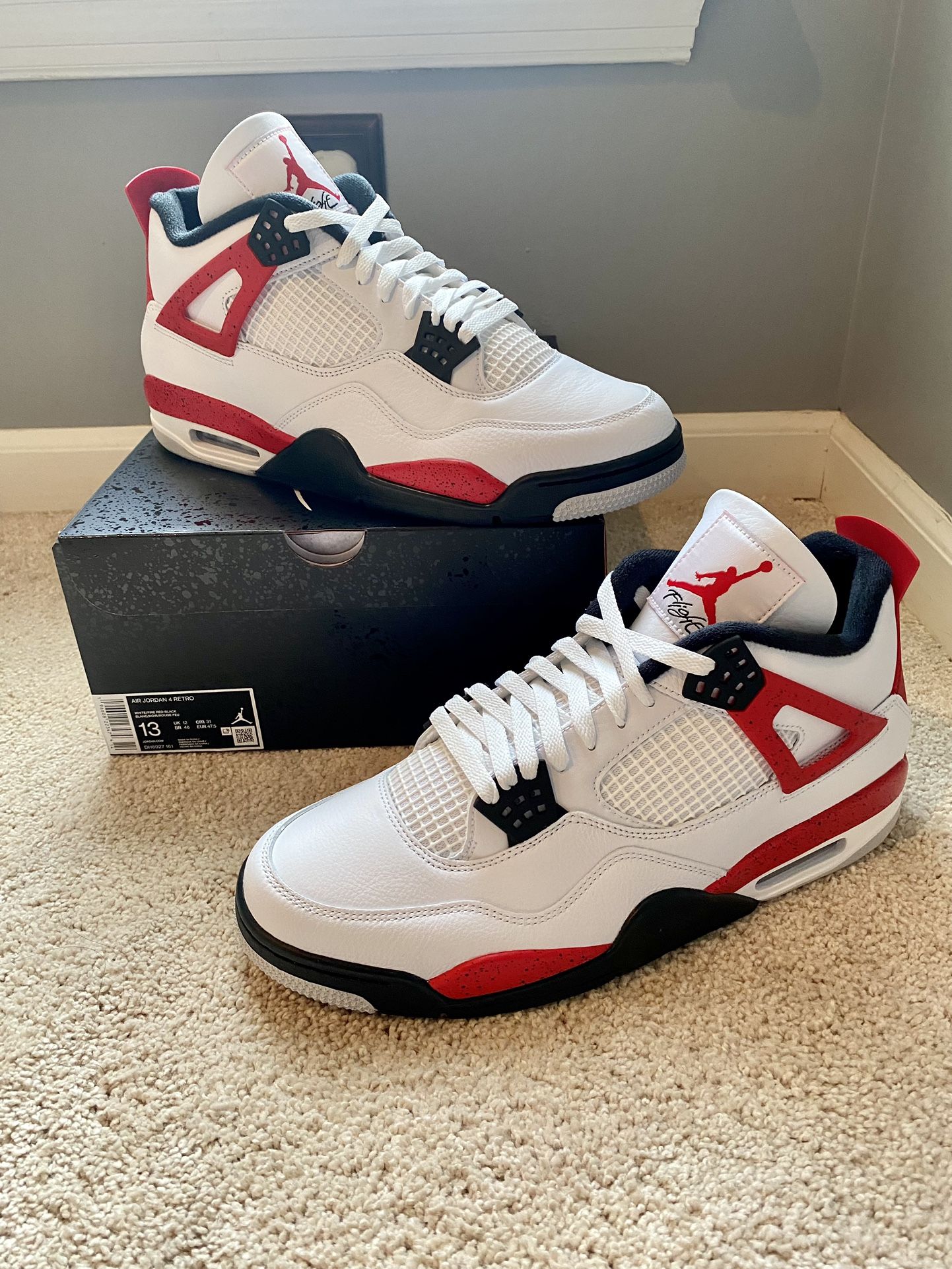 Air Jordan 4 Retro Red Cement Size 13 Sneakers