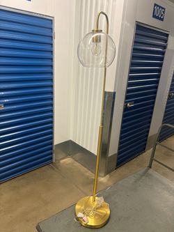 Gold Floor Lamp with Globe Glass Shade