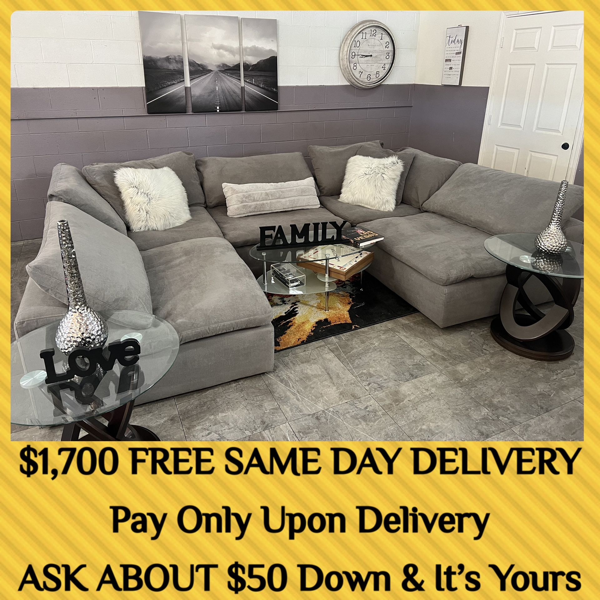sectional sectionals gray grey cloud couch couches sofa sofas