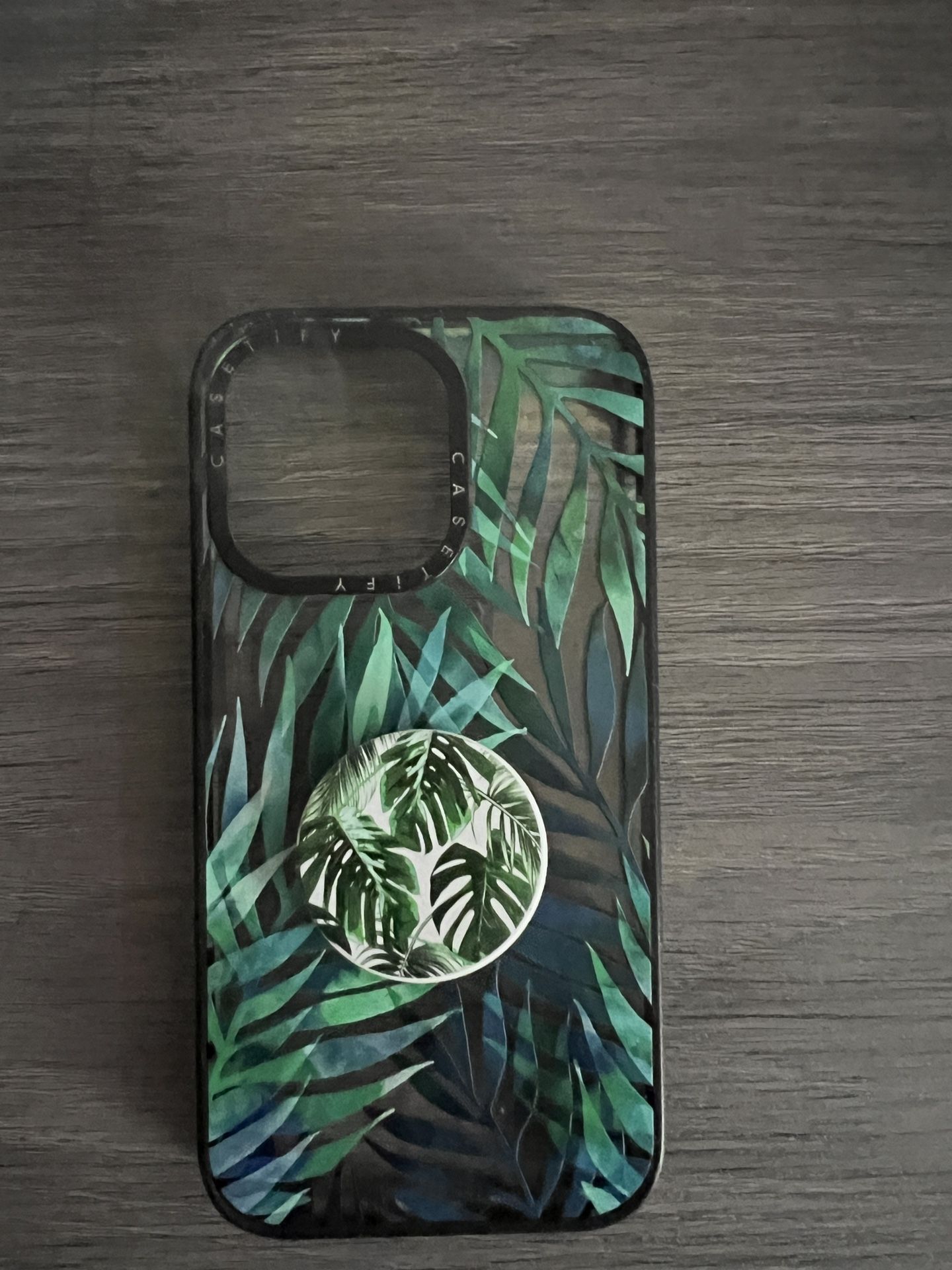 iPhone 13 Pro Impact Case - Casetify Green Watercolor Tropical Palm Trees