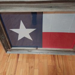 Rustic Wood Frame On Texas Flag 