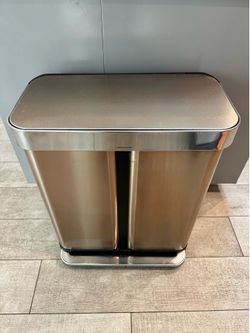 58L Simplehuman Rectangular Step Recycler Trash Can Bin in Rose Gold + Refills