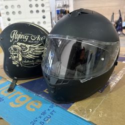 BILT Force Full Face Motorcycle Helmet in matte black & Daytona Cruiser Classic 3/4 Open Face Helmet