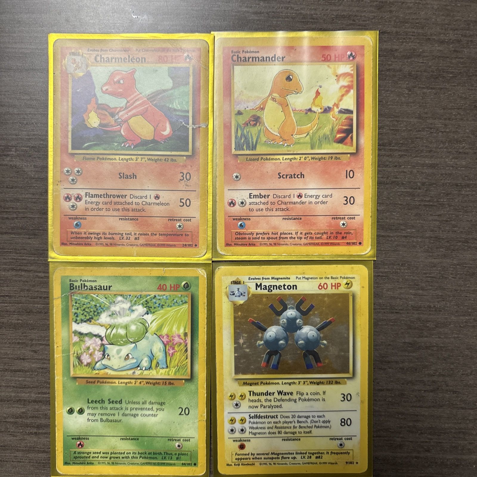 Cards from 1999 English Pokémon 1st Basic Set