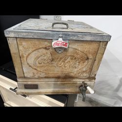 1930s glasco Counter Top Coke Cooler, It Has Embossed Plates All Around Has Brass Dealer Plate On Front With Spigot To Drain The Water, 