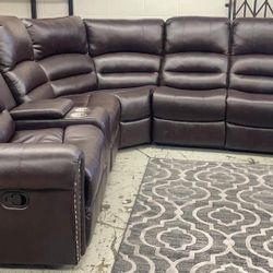 New Brown Recliner Sectional Couch! Free Delivery 🚚! Financing Available!