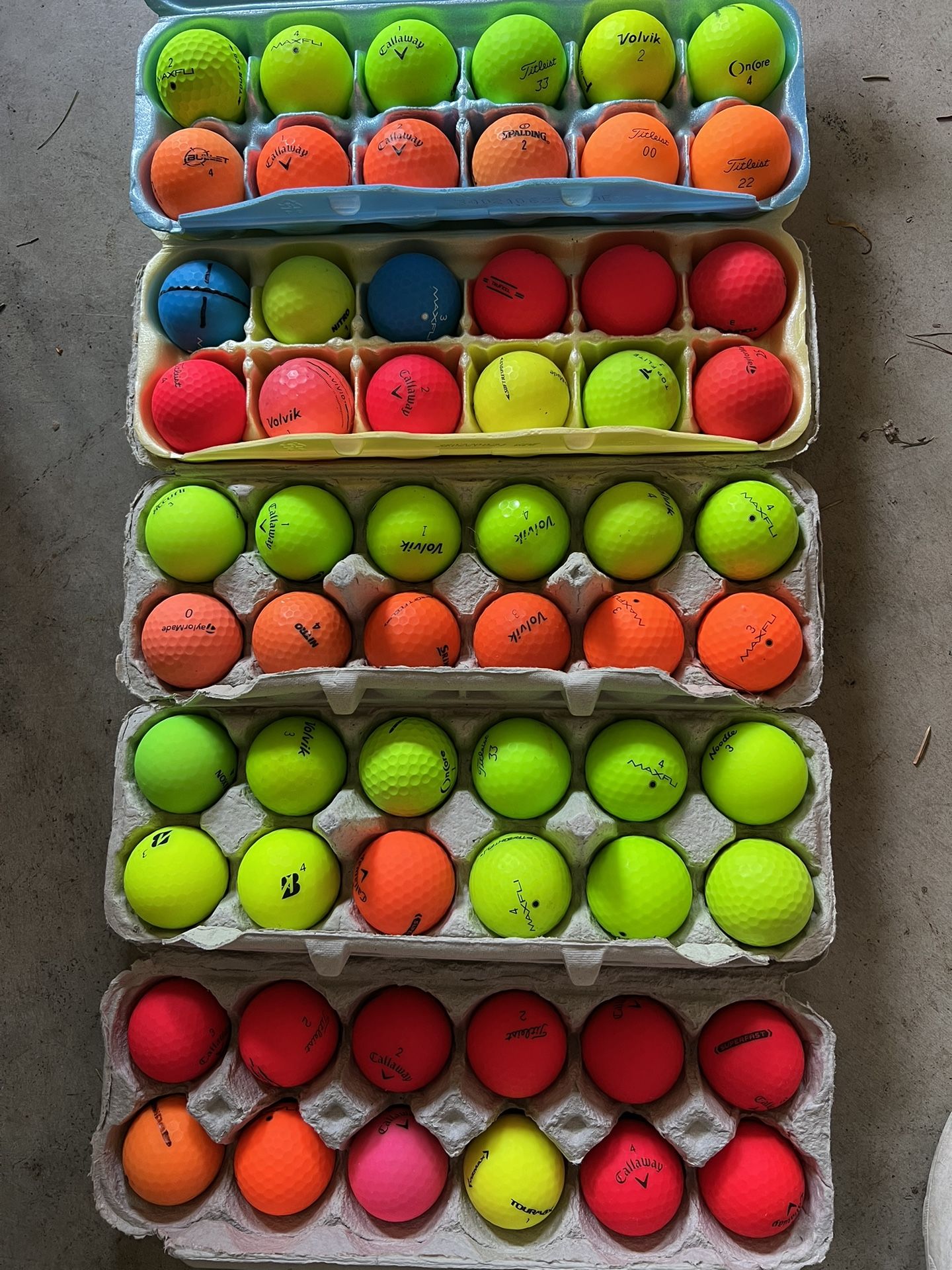 5 Dozen Neon Matte Finish Golf Balls $50.