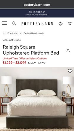 Pottery Barn Raleigh Queen Upholstered Bed Frame