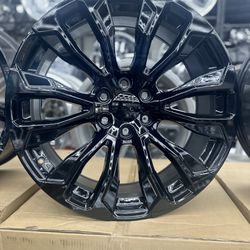 22” Gloss Black Rims With Tires We Offer 120 Days Option