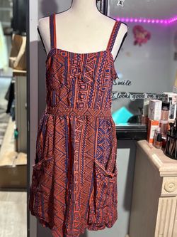 Bohemian style gym at the print dress with pockets