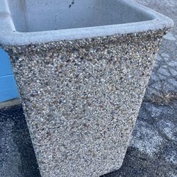 Concrete Pebble Trash Bin 